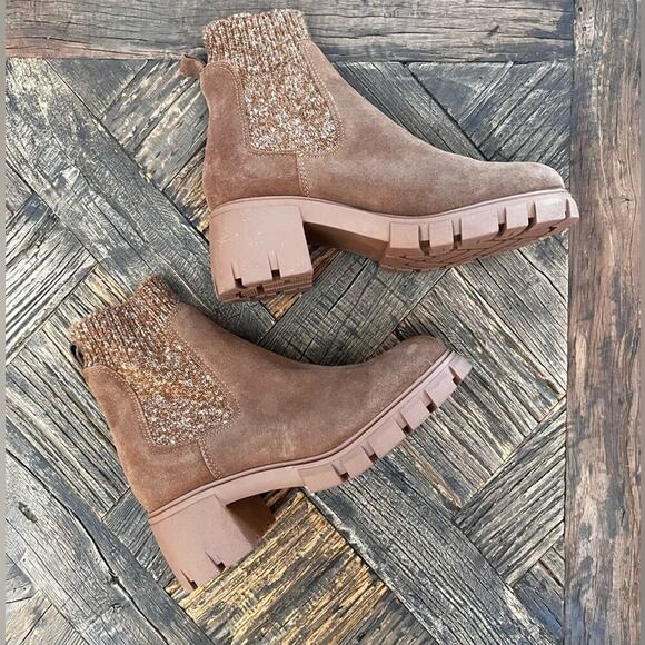 NWOT Steve Madden Hayle Platform Chelsea Boot Chestnut Suede - Sz 10 - Picture 7 of 9
